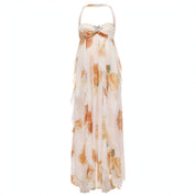 Phoebe Marchant | Halter Maxi Dress With Floral Print For Women