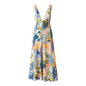 Rosalind Thackeray | Patchwork Print Maxi Dress With V-Neck For Women