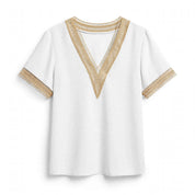 Camille Rousseau | Lace Trim V-Neck Blouse For Women | Harriet Blackwood | Lace-Trim V-Neck Blouse For Women