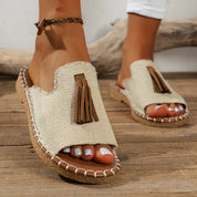 Naomi Kirkland | Woven Boho Sandals With Tassel Detail For Women