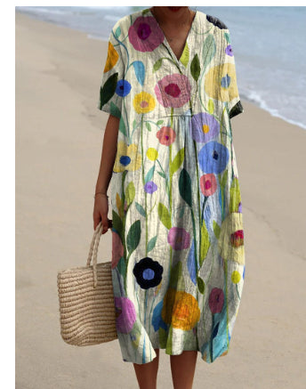Bice Tidmore | Floral Print V-Neck Midi Dress For Women