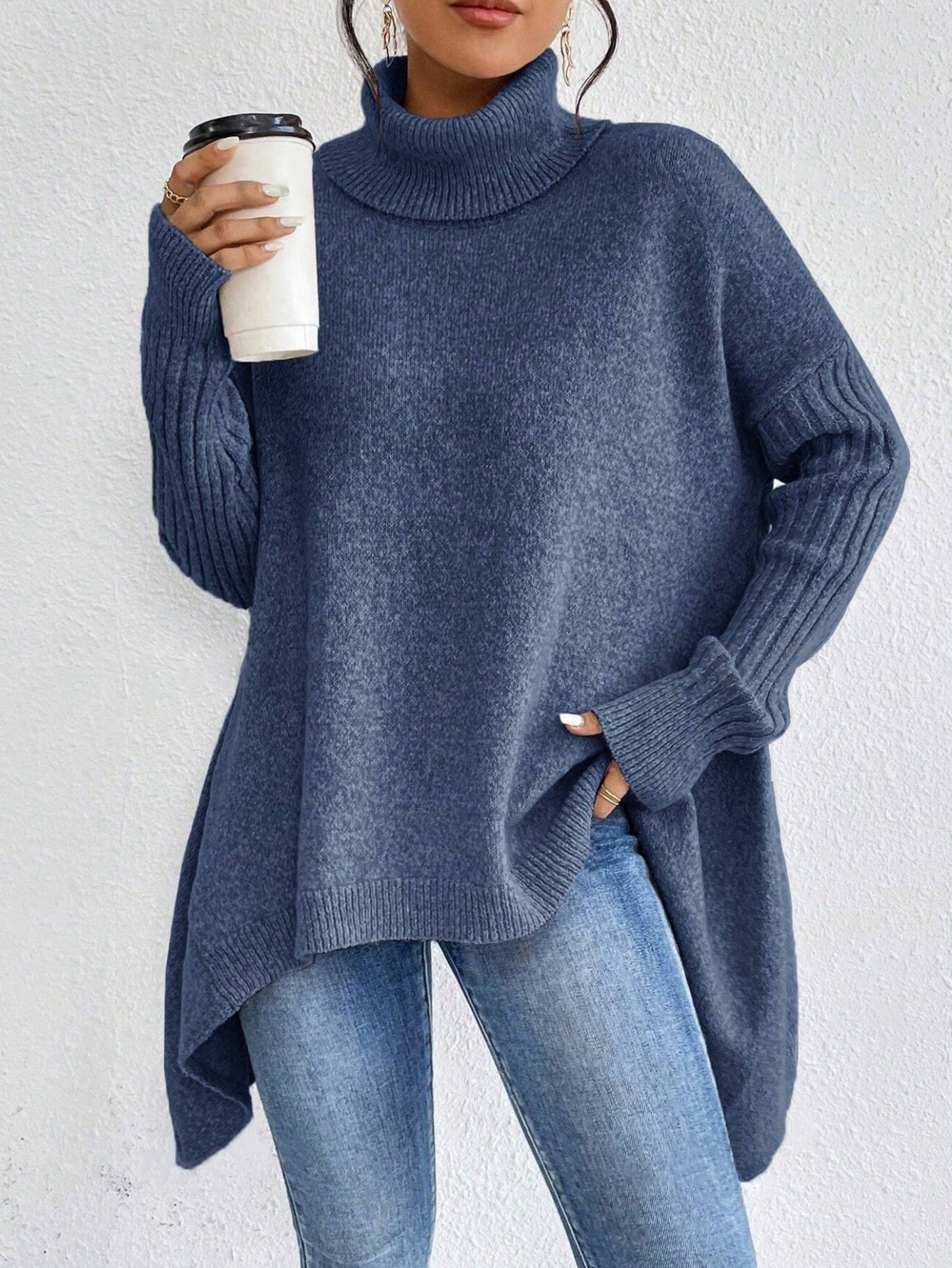 Phoebe Martin | Oversized Turtleneck Knit Sweater For Women