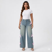 Valentina Ricci | Wide Leg Bow Detail Jeans For Women