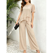 Donatella Sunstone | Navy Layered Top And Trouser Set For Women