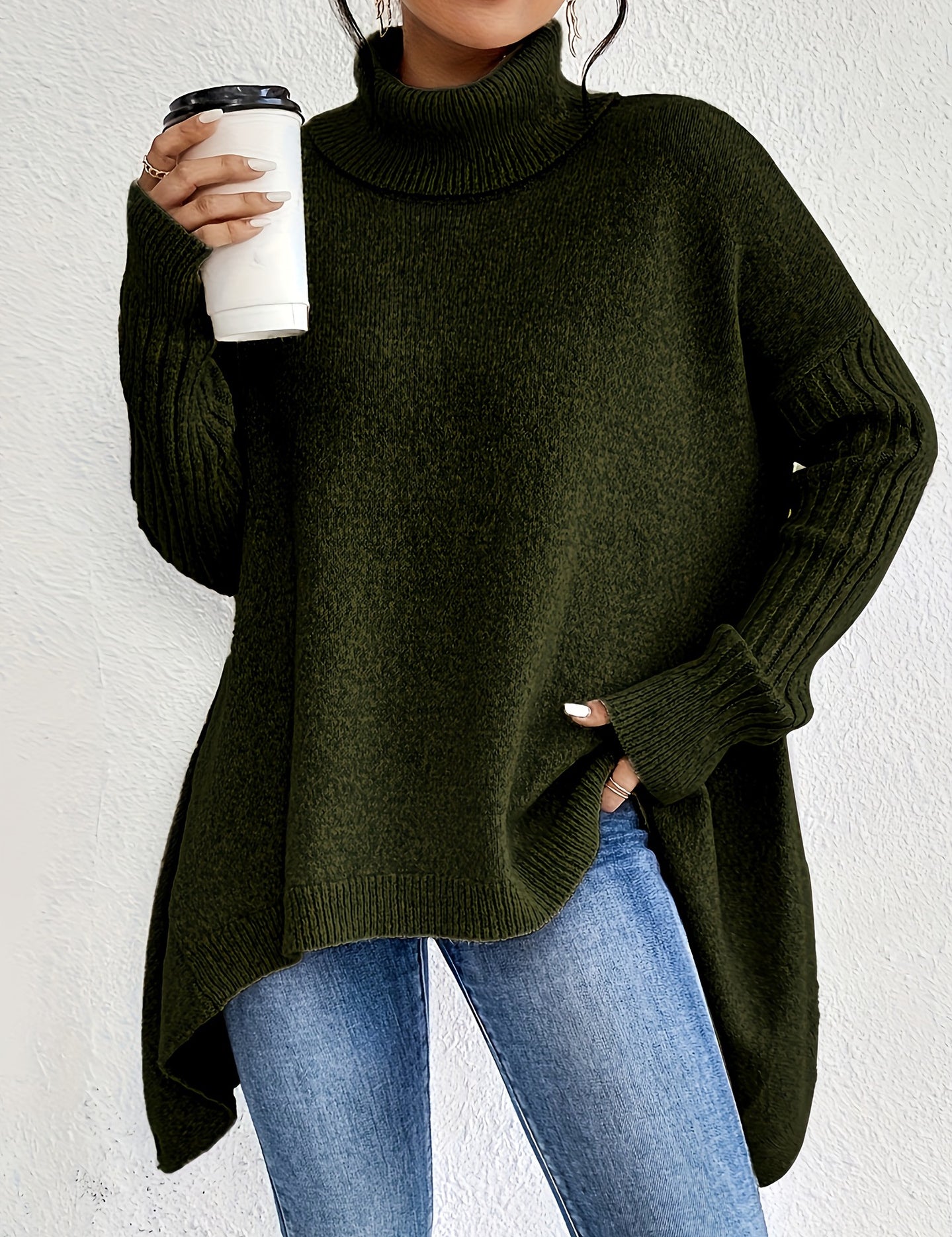 Phoebe Martin | Oversized Turtleneck Knit Sweater For Women