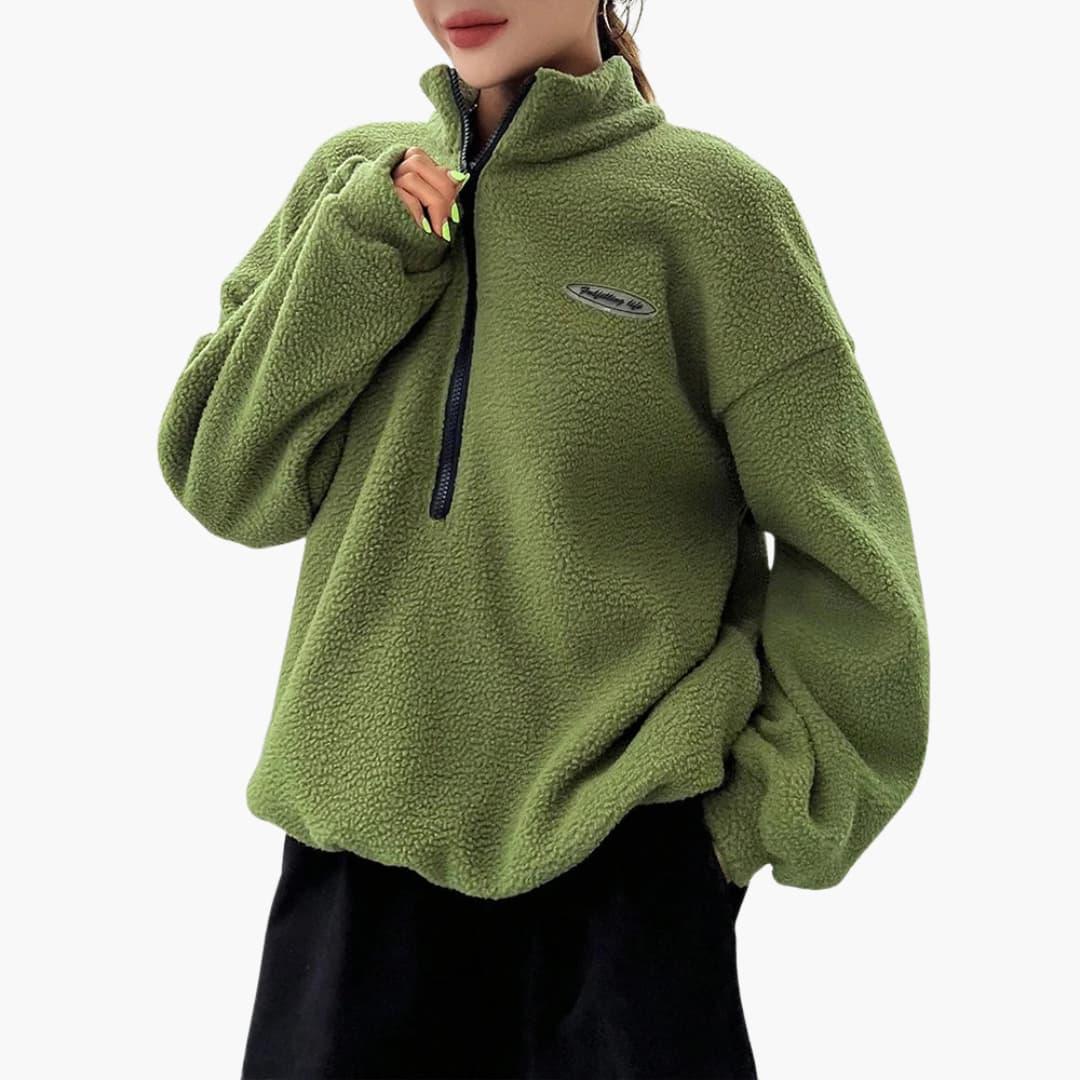 Elena Rousseau | Luxury Fleece Half-Zip Sweatshirt For Women