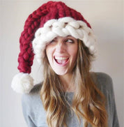 Ruby Frost | Red Chunky Knit Christmas Santa Hat Unisex