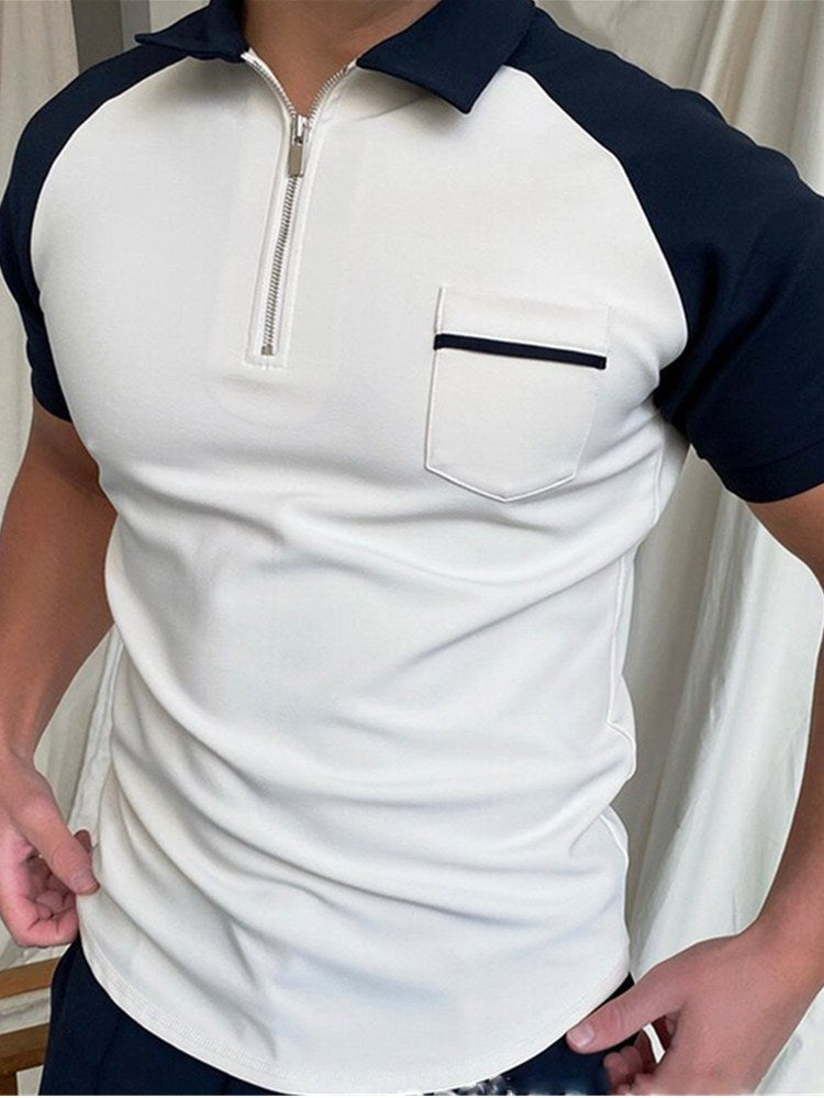Ronan Ashfield | Checkerboard Print Zip Polo Shirt For Men
