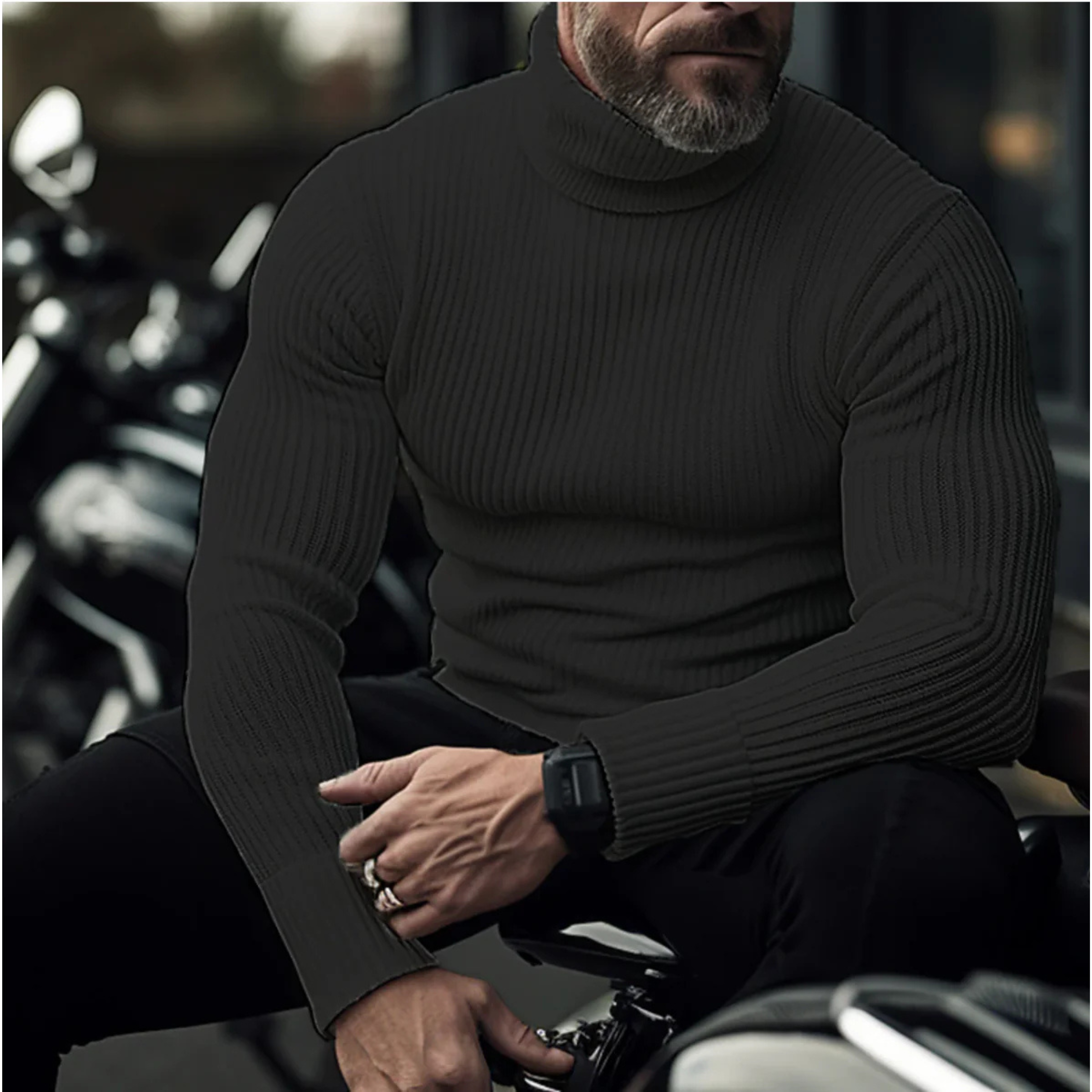 James Thornton | Ribbed Turtleneck Slim Fit Sweater For Men