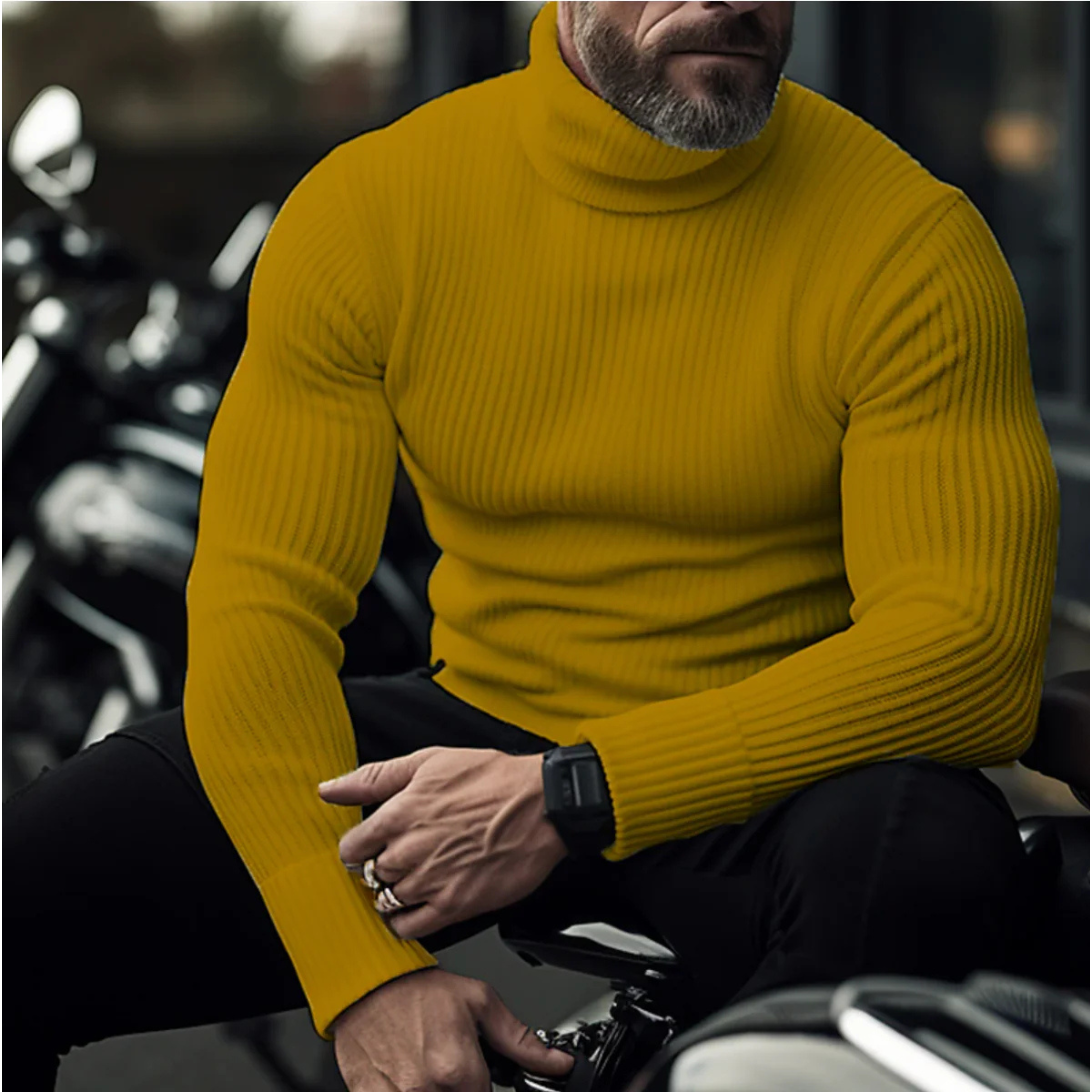 James Thornton | Ribbed Turtleneck Slim Fit Sweater For Men