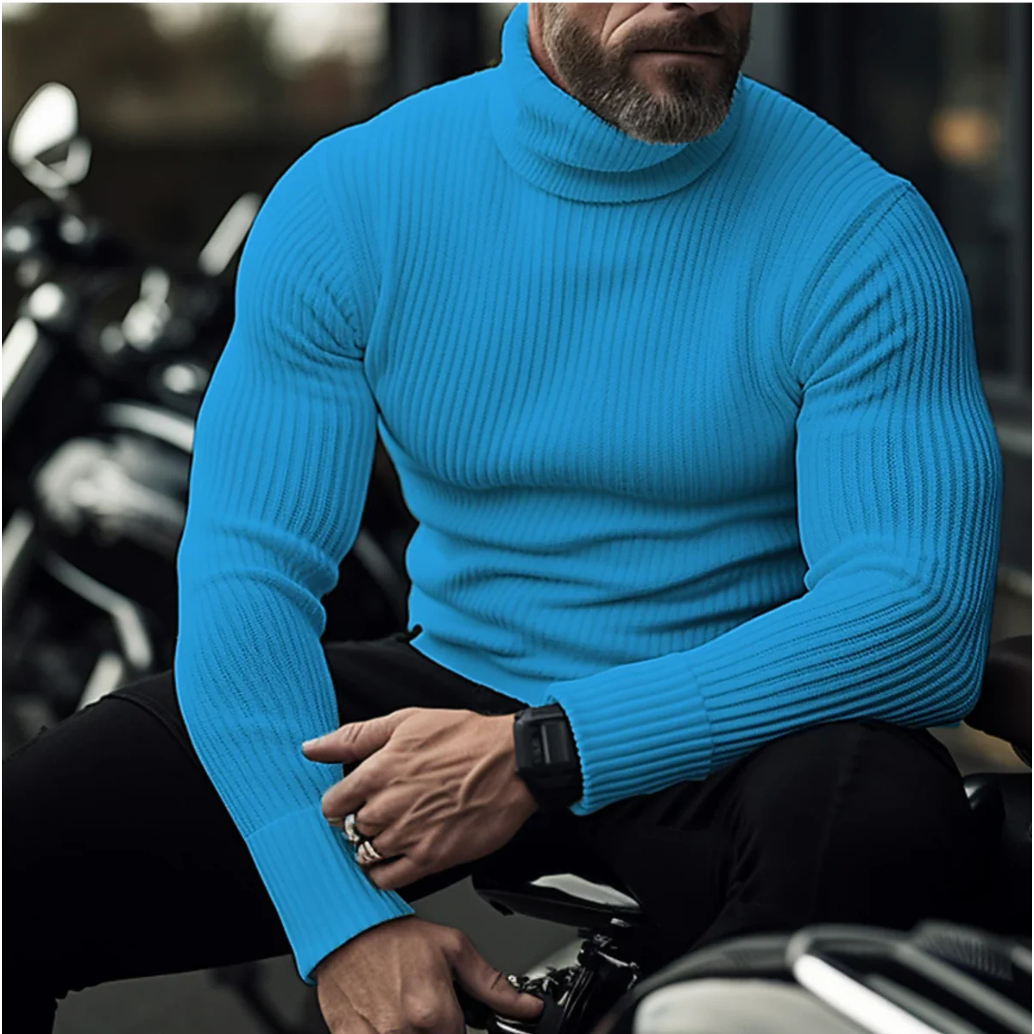 James Thornton | Ribbed Turtleneck Slim Fit Sweater For Men