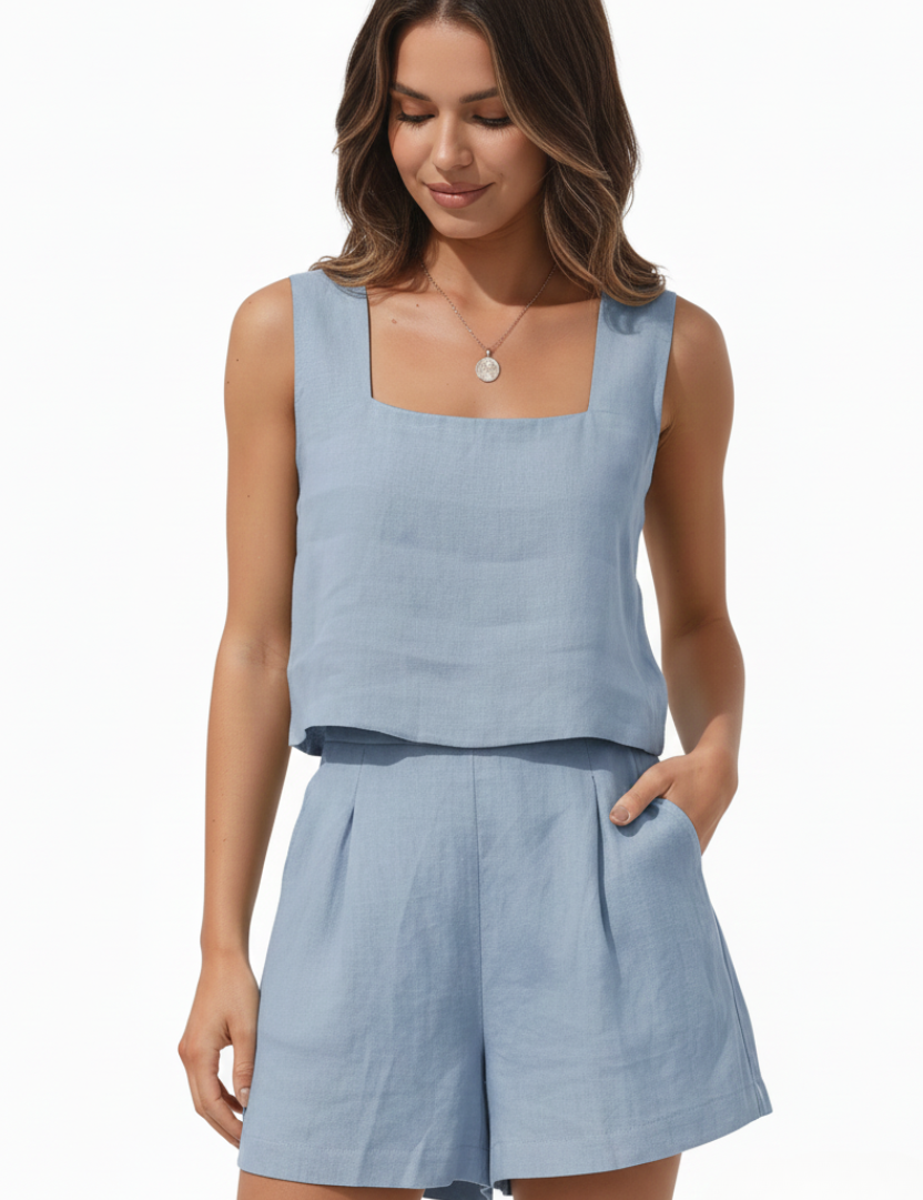 Sabrina Moreau | Linen Two Piece Set For Women
