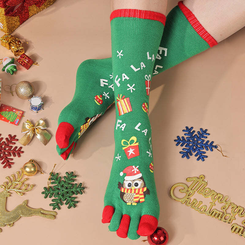 Jingle Bell | Red Santa Print Christmas Socks For Women