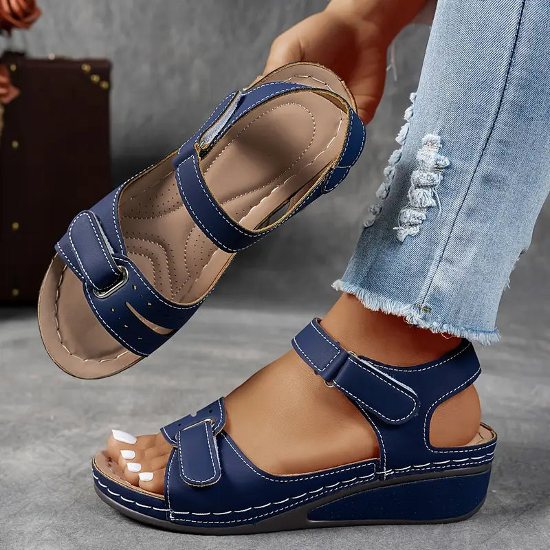 Mia Reynolds | Soft Leather Orthopedic Wedge Sandals For Women