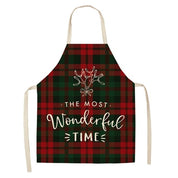 Chestnut | Red Tartan Script Print Christmas Apron Unisex