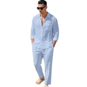 Valerio Gilgate | Linen-Look Shirt And Trousers Set For Men