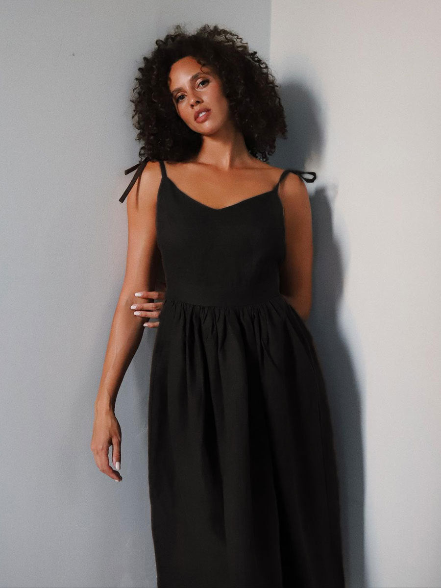 Mia Williams | Cotton V-Neck Midi Dress For Women