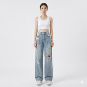 Sienna Laurent | Vintage Wide Leg Ripped Jeans For Women