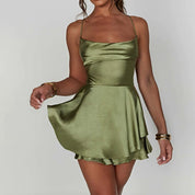 Olivia Martin | Satin Cowl Neck Mini Dress For Women