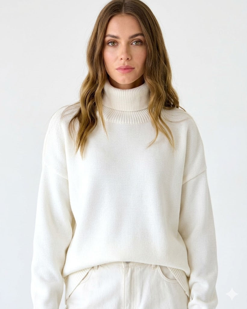 Elena Ricci | Oversized Turtleneck Knit Sweater For Women