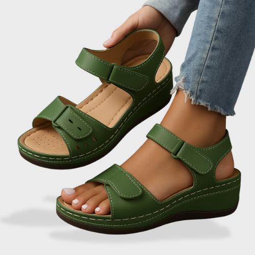 Mia Reynolds | Soft Leather Orthopedic Wedge Sandals For Women