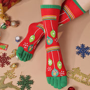 Jingle Bell | Red Santa Print Christmas Socks For Women