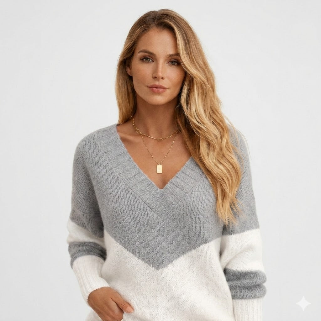 Isabella Romano | Soft Knit V-Neck Sweater For Women
