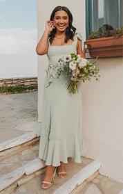 Isabelle Ryan | Ruffled Summer Dress With Lace-Up Detail For Women