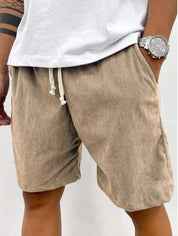 Dario Ballina | Grey Corduroy Drawstring Shorts For Men