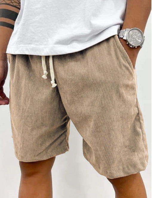 Dario Ballina | Grey Corduroy Drawstring Shorts For Men