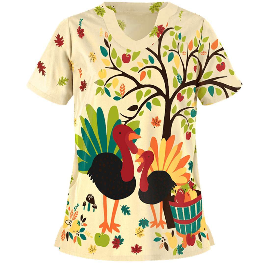 Meredith Fenlon | Autumn Print V-Neck T-Shirt For Women