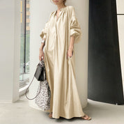 Caterina Brambury | Linen-Look Balloon Sleeve Kaftan Dress For Women