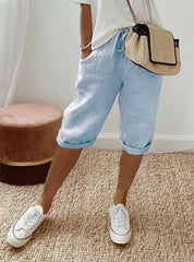 Ottavia Merimbula | Stone Cropped Linen-Look Pants For Women