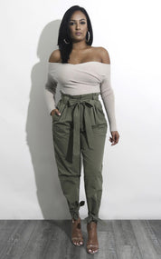 Verity Lawson | High-Waist Paperbag Pants With Tie Belt For Women