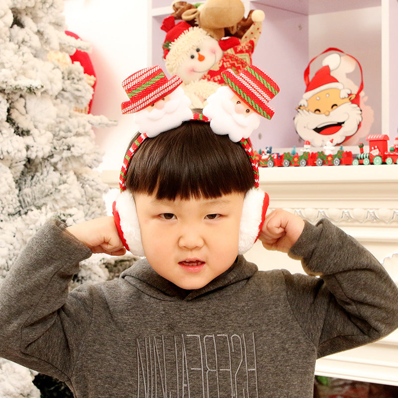 Snowy Cheer | Red Santa Hat Earmuff Christmas Headband For Women