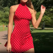 Freya Bennett | Polka Dot Halter Mini Dress For Women