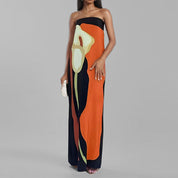 Nives Belton | Calla Lily Print Tube Maxi Dress For Women
