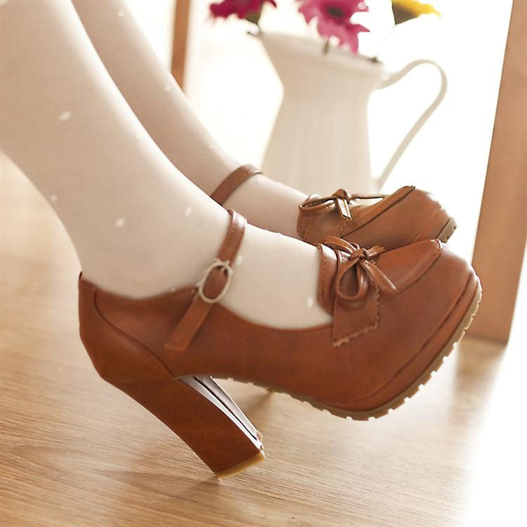 Romina Tarford | Bow Mary Jane Platform Block Heel Pumps For Women