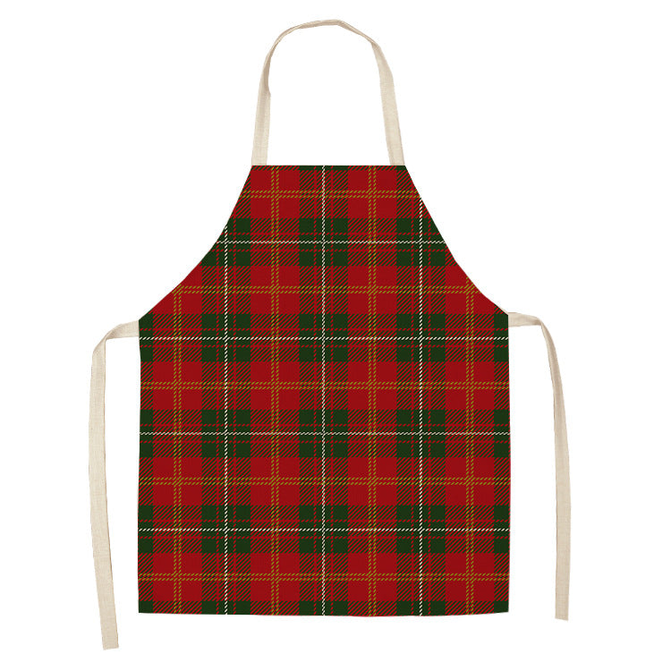 Yule Tide | Red Tartan Reindeer Print Christmas Apron Unisex