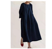 Silvana Windfield | Pleated Linen-Look Pocket Maxi Dress For Women