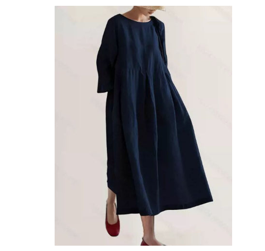 Silvana Windfield | Pleated Linen-Look Pocket Maxi Dress For Women