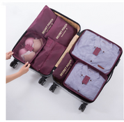 6-Piece Waterproof Packing Cubes Set - Wine Red