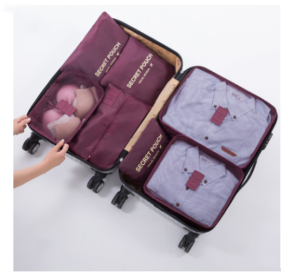 6-Piece Waterproof Packing Cubes Set - Wine Red