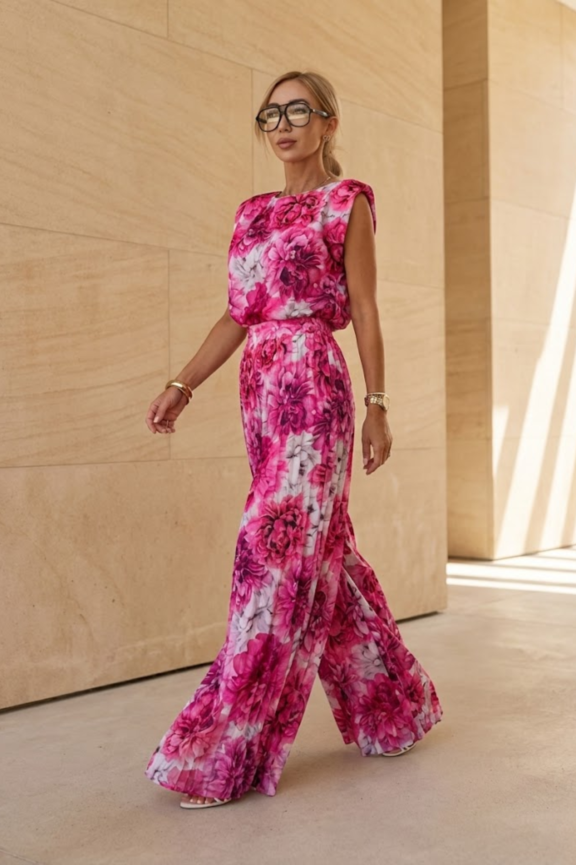 Celeste Whitmore | Pleated Wide-Leg Two-Piece Set For Women