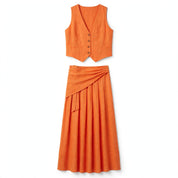 Charlotte Fairbank | Linen Vest & Maxi Skirt Set For Women