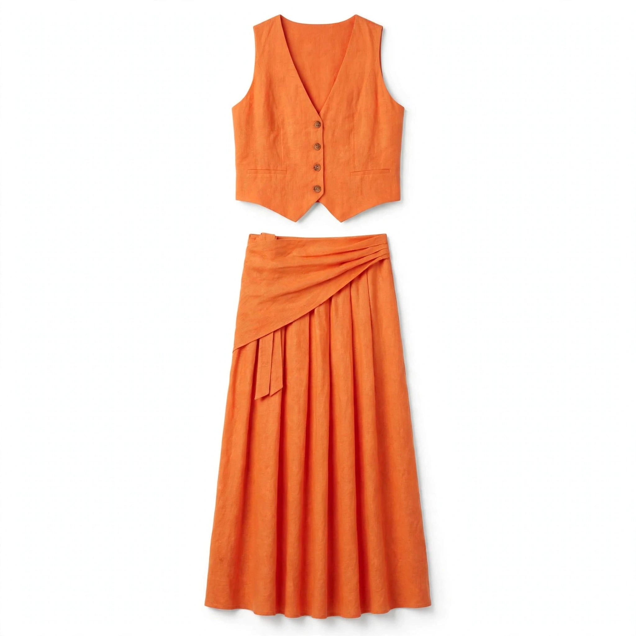 Charlotte Fairbank | Linen Vest & Maxi Skirt Set For Women