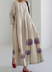 Silvana Windfield | Pleated Linen-Look Pocket Maxi Dress For Women