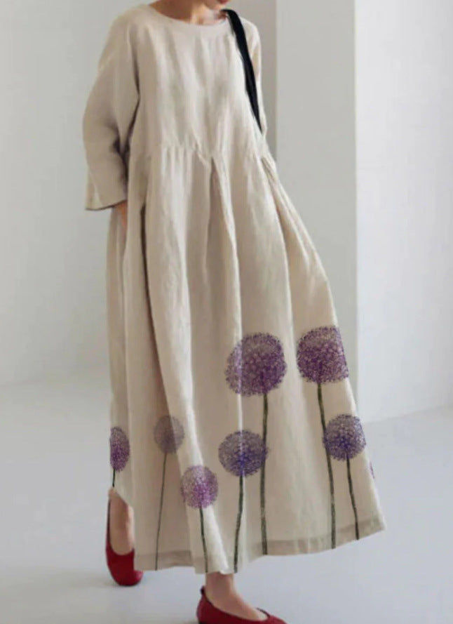 Silvana Windfield | Pleated Linen-Look Pocket Maxi Dress For Women