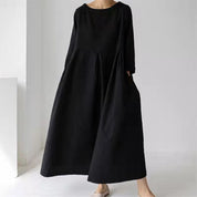 Silvana Windfield | Pleated Linen-Look Pocket Maxi Dress For Women