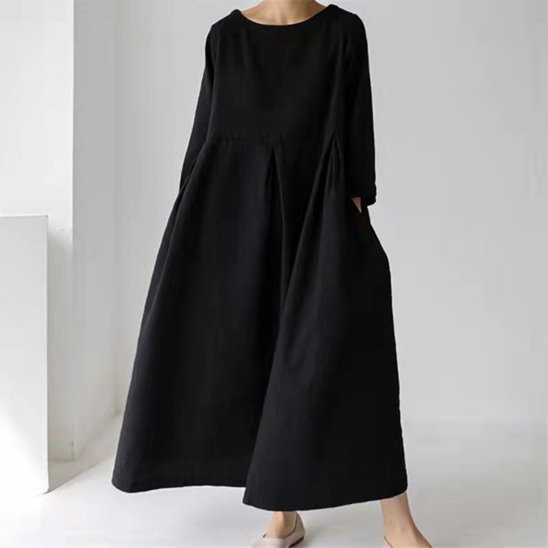 Silvana Windfield | Pleated Linen-Look Pocket Maxi Dress For Women